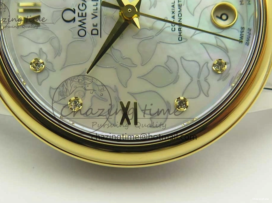 0512 Versatile De Ville Prestige Ladies 32.7mm SS MKF 1:1 Best Edition White MOP Dial Roman Markers on SS YG Bracelet MIYOTA 7967